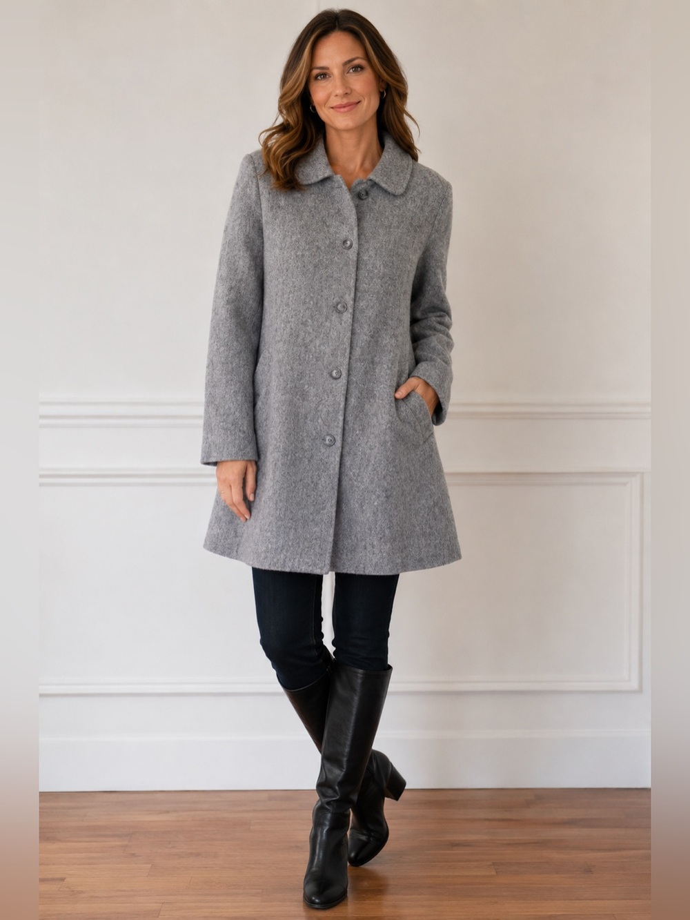 Bromley Peacoat Women Size 20 Gray Excellent Wool Blend Winter Coat